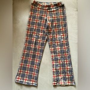 Kids Designer Les Tout Petits Shimmery velour Burberry check stretch Pants Sz 7